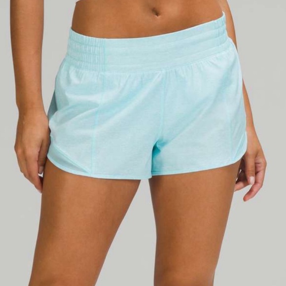 Lululemon Hotty Hot High Rise Athletic Shorts Heathered Icing Blue 12 - Picture 1 of 9